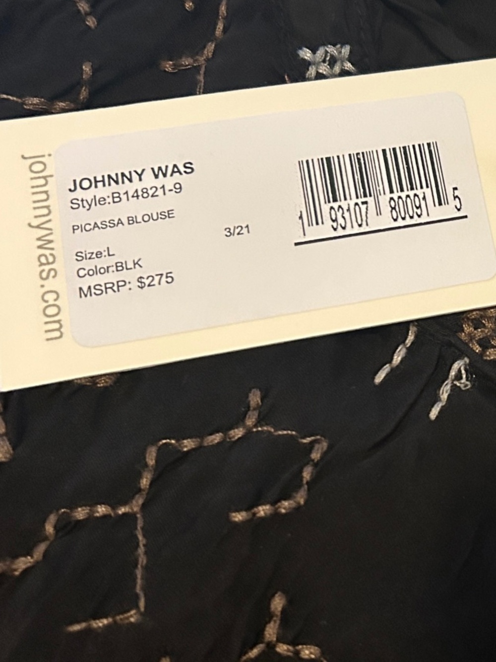 JOHNNY WAS STUNNING Embroidered top NWT - Rare Find Sz L - Picture 15 of 15